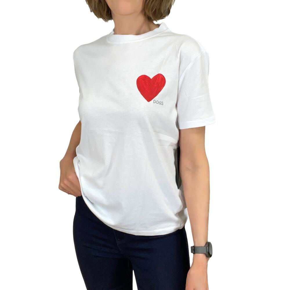 Wildfox Ryan Ex Boyfriend Short Sleeve Tee Sz XS New $68 White Dog Lover T-Shirt